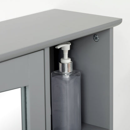 Wall-Mounted Medicine Cabinet, Bathroom Mirror Cabinet with Doors and Storage Shelves, Grey at Gallery Canada