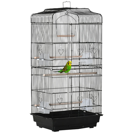 36" Bird Cage, Macaw Play House, Cockatoo, Parrot, Finch Flight Cage, 2 Doors Perch, 4 Feeder Pet Supplies, Black - Gallery Canada