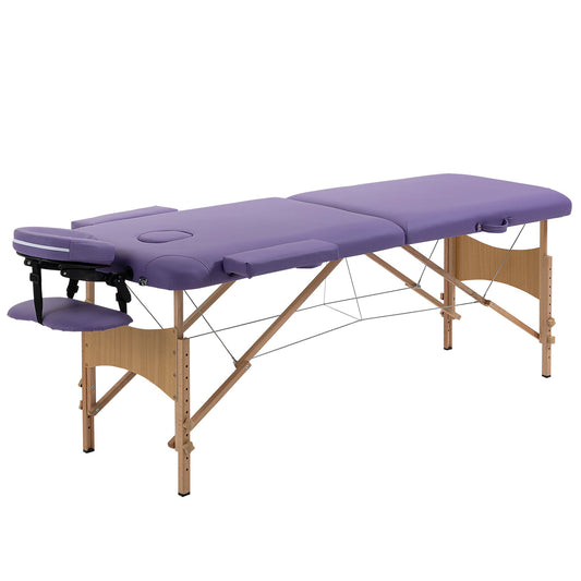 72 Inch Massage Table Bed Spa Facial Couch Table Adjustable Foldable with Free Carry Case Purple - Gallery Canada