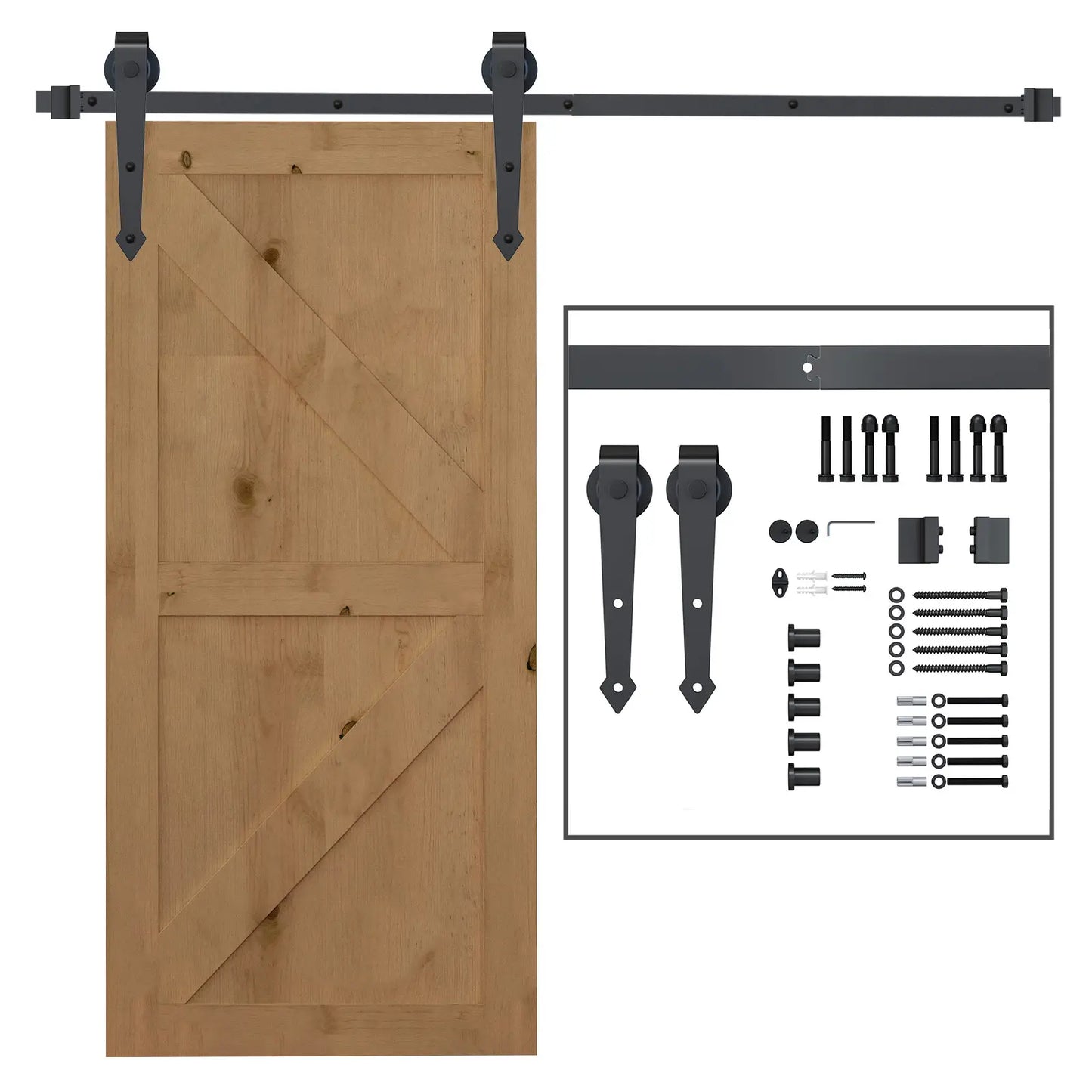 6.6FT Sliding Barn Door Track Kit, Heavy Duty, Fits 39" Door, Brown Door Hardware at Gallery Canada