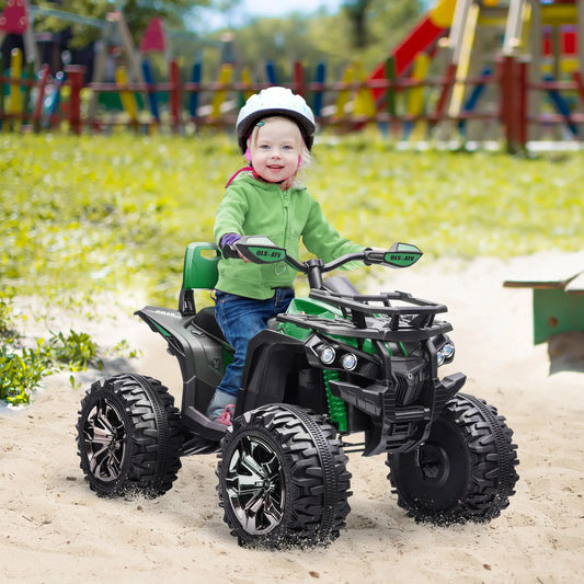 12V Kids Ride-On Car, 10AH Battery Powered ATV, 1.8-5 Mph, Green Electric Toy Cars Green at Gallery Canada