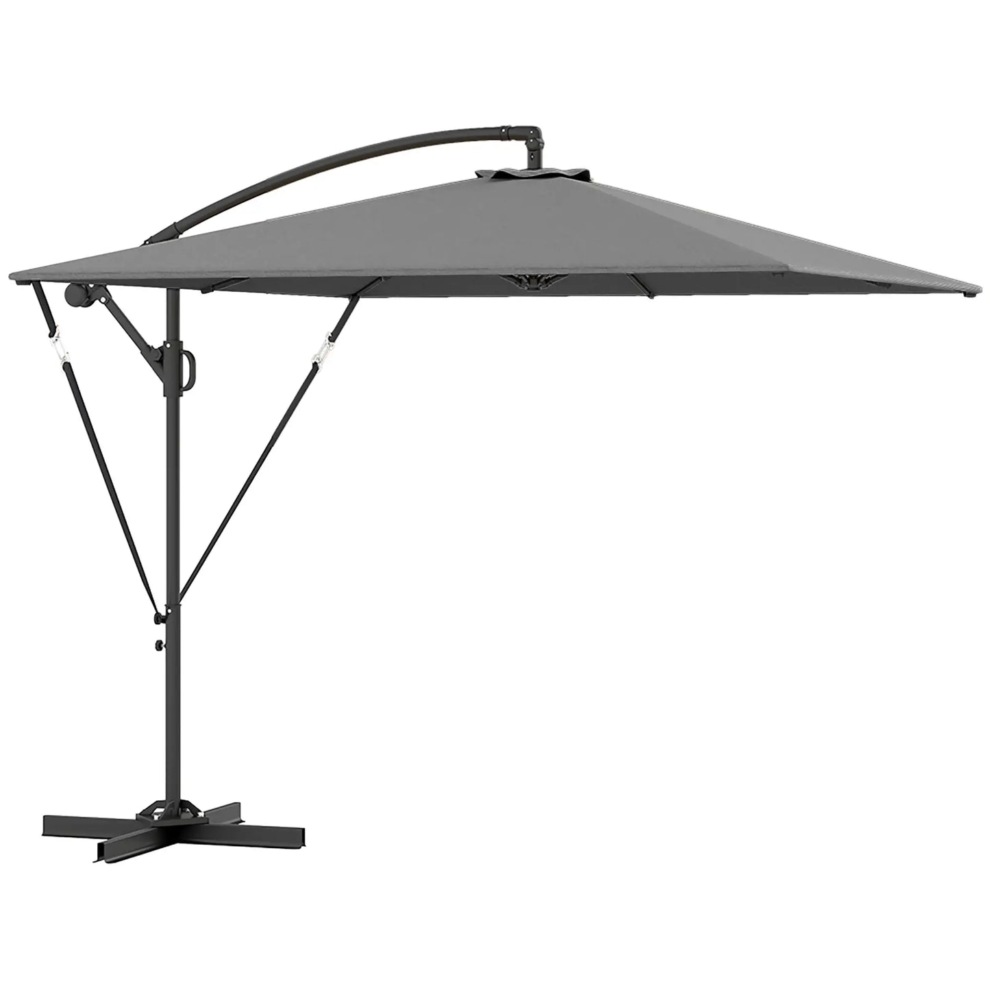 Patio Offset Umbrella, Crank Parasol With Base, Cover, Wind Securing, Khaki Offset Cantilever Umbrellas at Gallery Canada