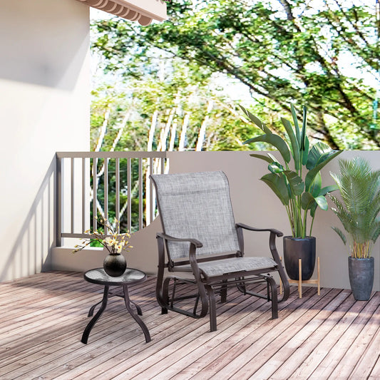 Outdoor Glider Chair, Steel Frame, Mesh Fabric, Garden, Grey Outdoor Gliders Brown, Grey at Gallery Canada
