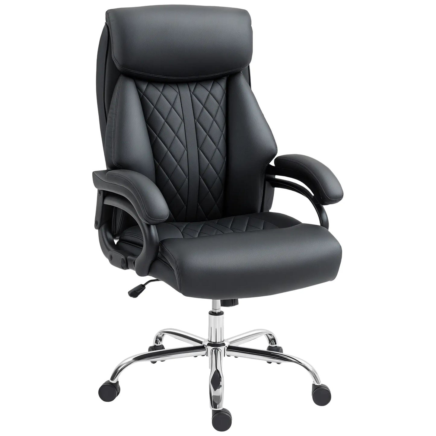 Office Chair with Spring Padding, PU Leather, High Back, Black Executive & Manager Chairs at Gallery Canada