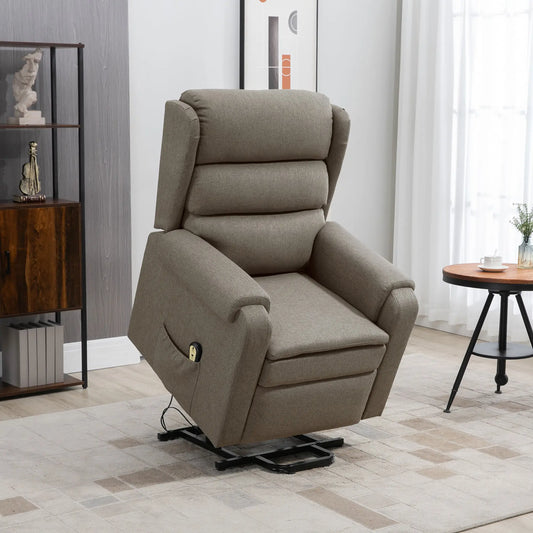 Power Lift Recliner Chair, Remote Control, Footrest, Side Pockets, Brown Electric Power Lift Chairs Brown at Gallery Canada