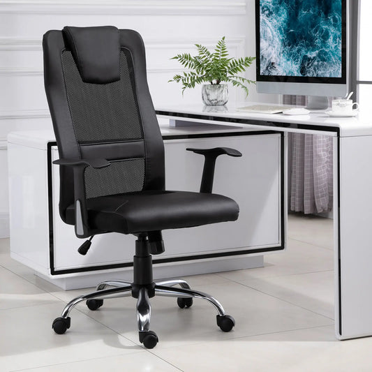 Ergonomic Office Chair, Thick Padded Headrest, Mesh Desk Chair, Tilt Function, Armrest, Black Task Chairs Black at Gallery Canada