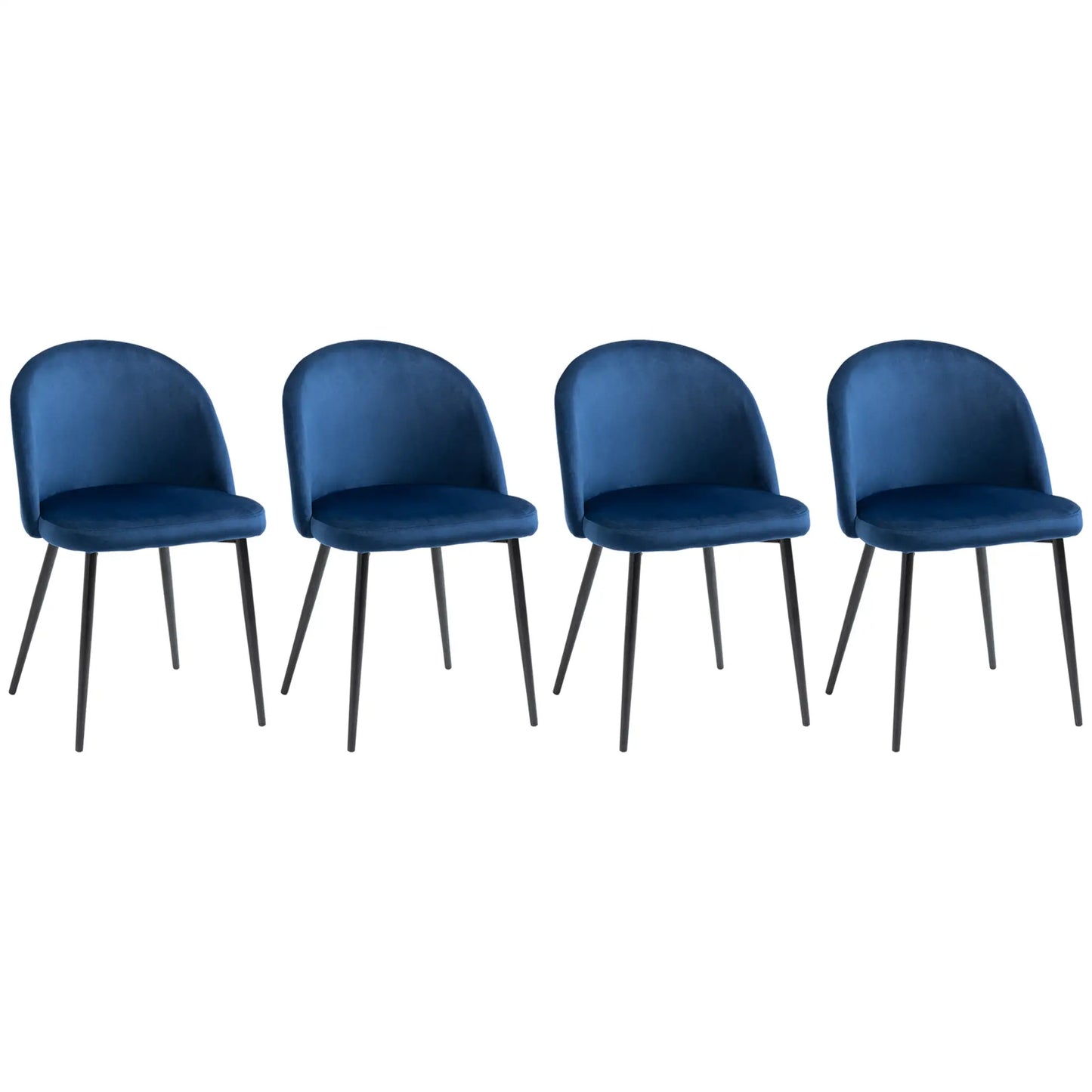 Modern Dining Chairs, Mid-Back Velvet Upholstery, Set of 4, Dark Blue Bar Stools at Gallery Canada