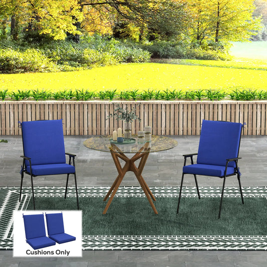 Outdoor Cushions Set of 2, Dining Chair Seat Cushions with Back, Navy Patio Chair Cushions Navy Blue at Gallery Canada