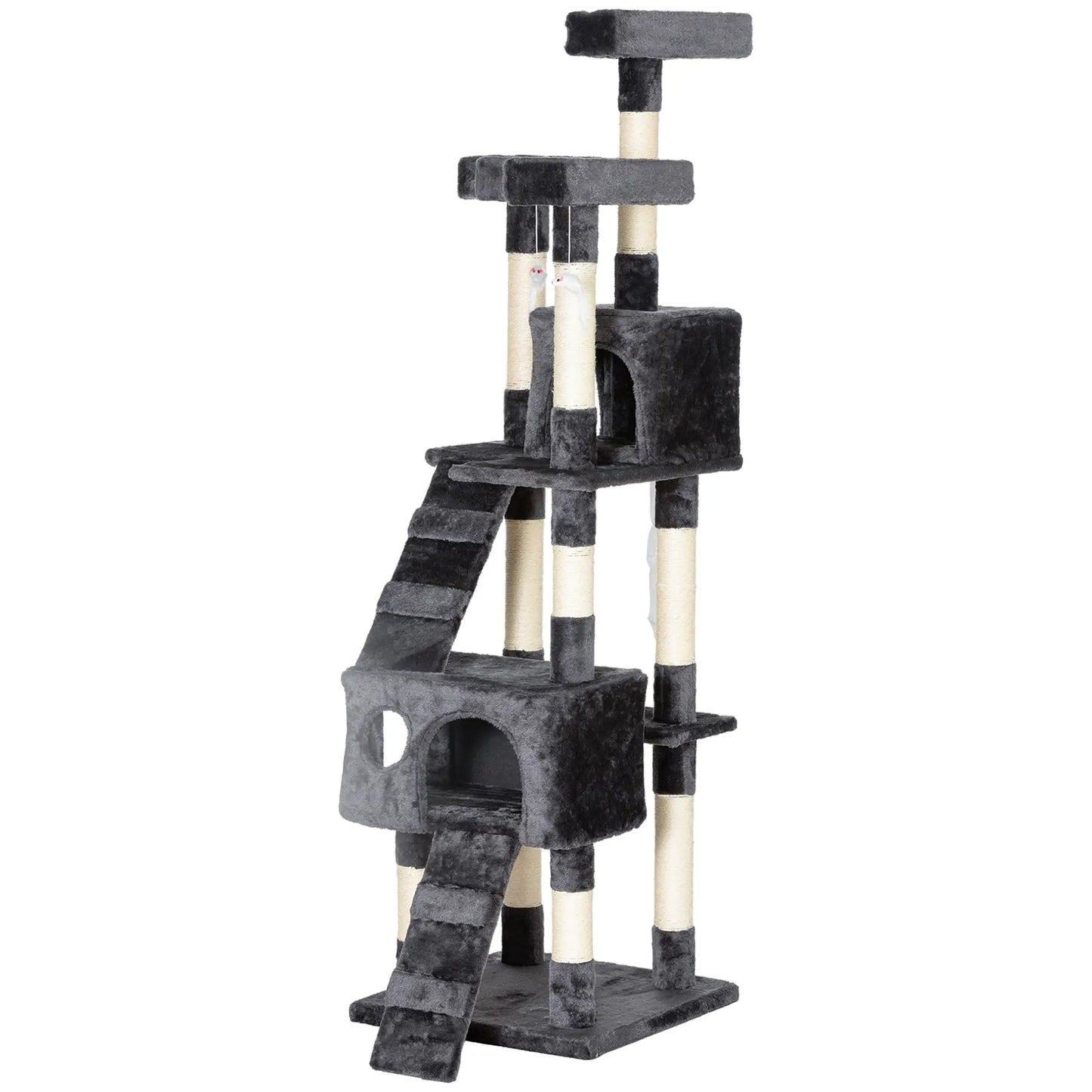 68-Inch Multi-Level Cat Scratching Tree, Kitty Activity Center, Grey Cat Towers at Gallery Canada