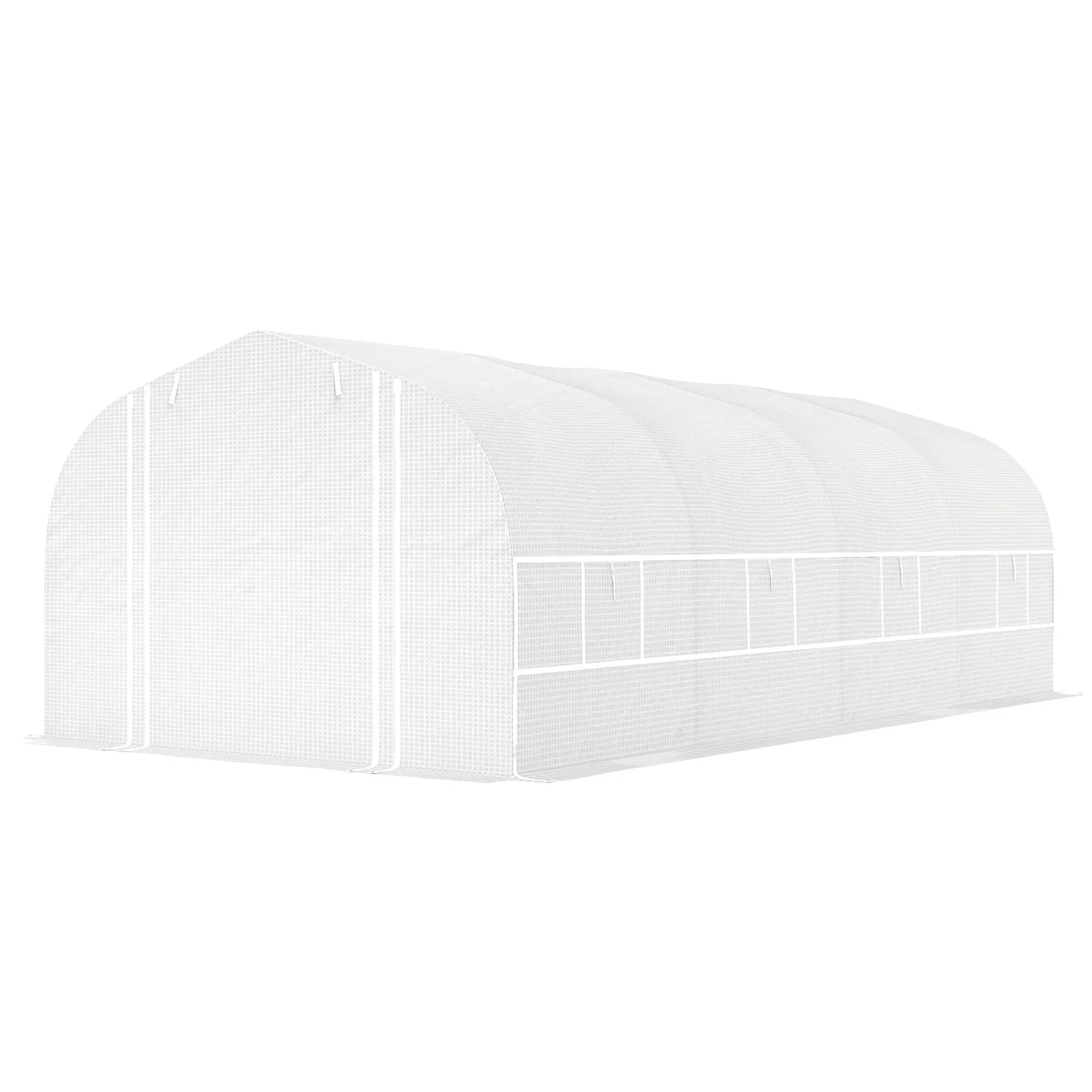 19.5' x 10' x 6.6' Tunnel Greenhouse, Roll-up Mesh Sidewalls, Mesh Door, Galvanized Steel, White Tunnel Greenhouses at Gallery Canada