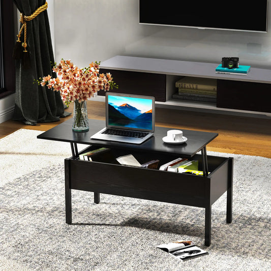 39" Lift Top Coffee Table, Hidden Storage, Living Room, Black Coffee Tables Black at Gallery Canada