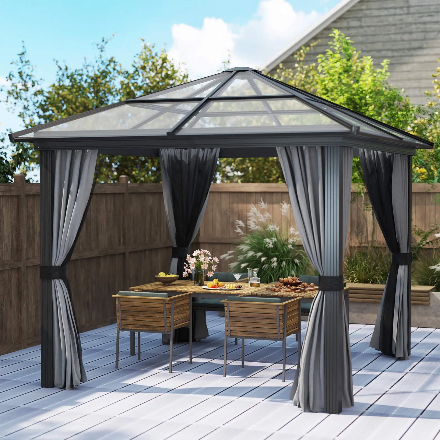 10x10ft Hardtop Gazebo, Aluminum Frame, Polycarbonate Canopy Gazebos at Gallery Canada