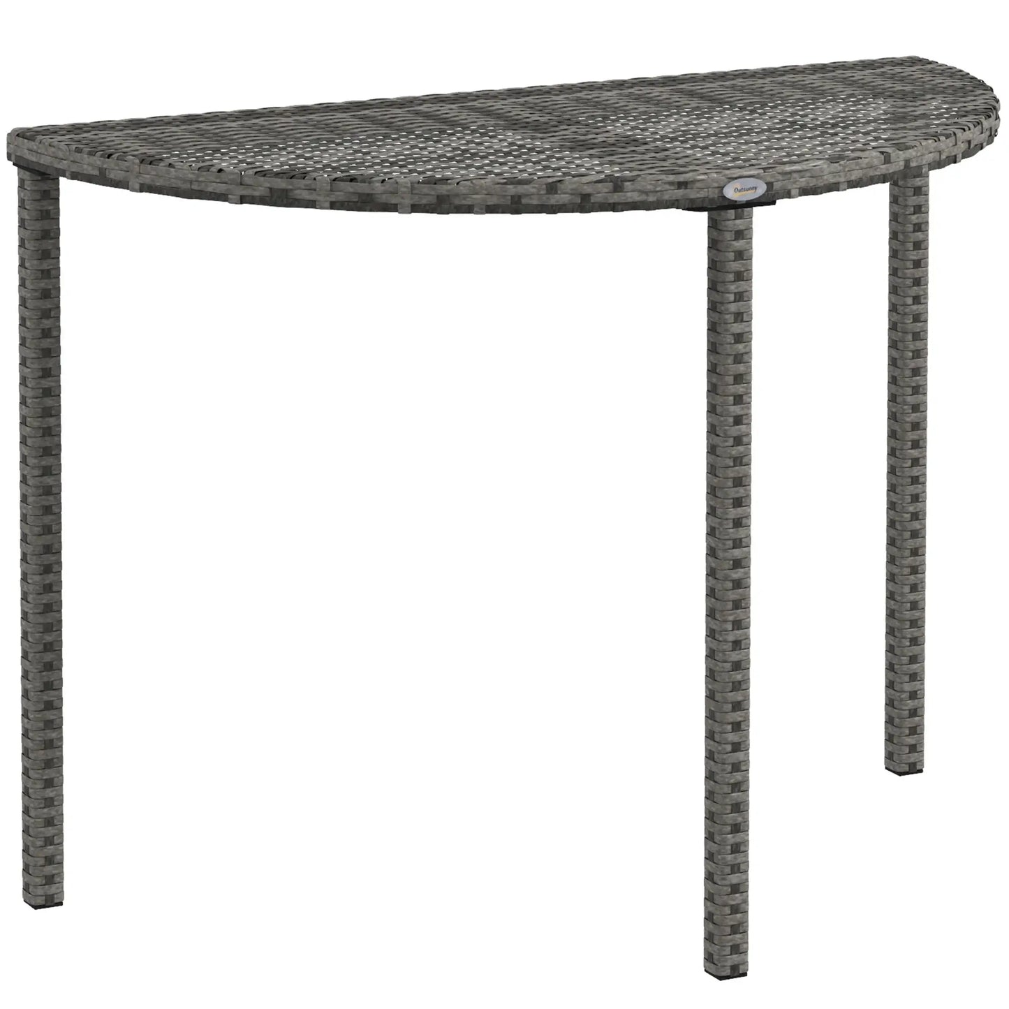 Half Round Side Table, PE Rattan Coffee Table, Metal Frame, Grey Patio Side Tables at Gallery Canada
