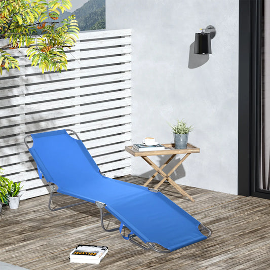 Folding Outdoor Lounge Chair, Portable Reclining Beach Lounger, Blue Lounger Chairs Blue at Gallery Canada