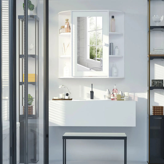 Mirrored Bathroom Wall Cabinet, Wall Mounted, With Door & Shelves, White Mirror Medicine Cabinets White at Gallery Canada