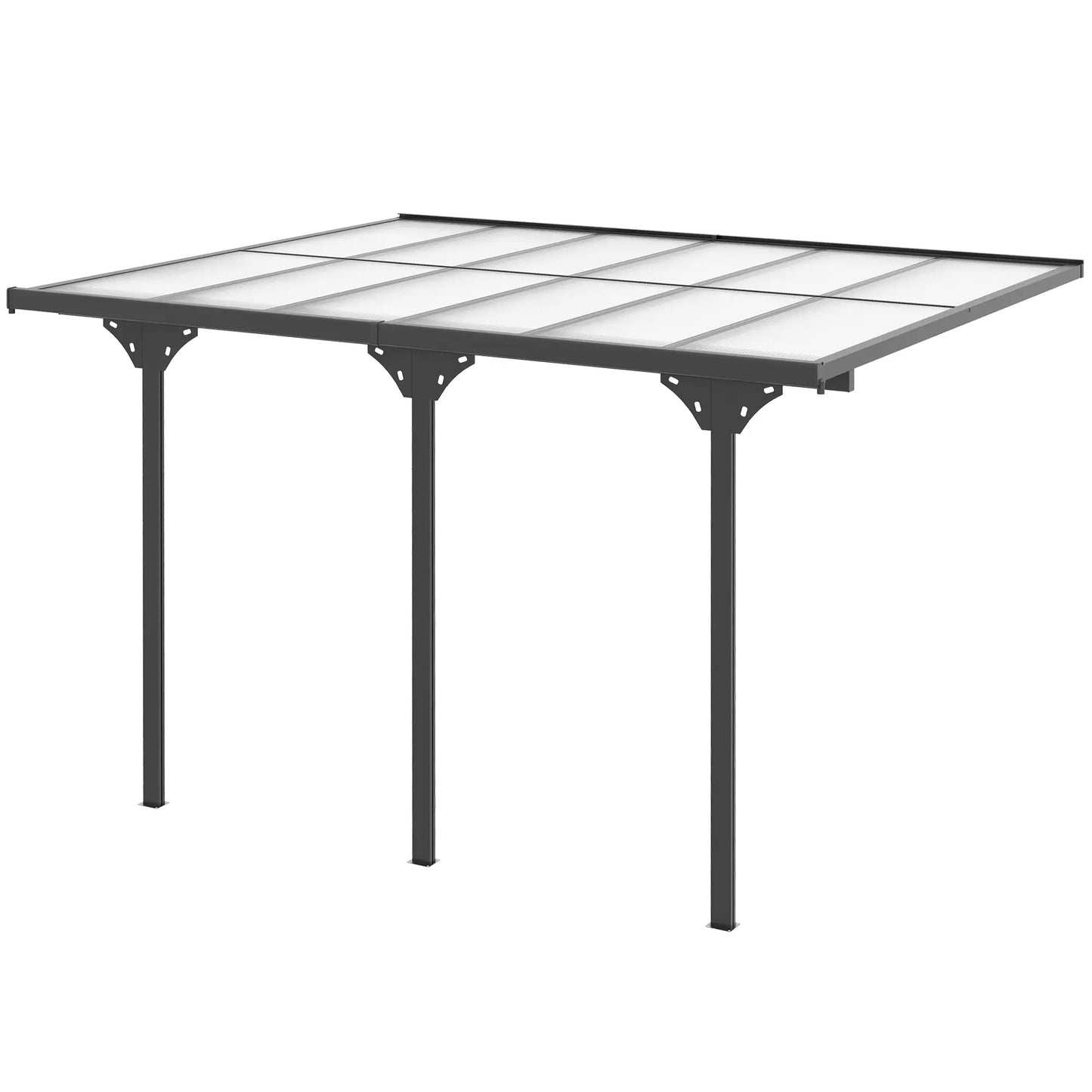 10' x 12' Outdoor Pergola, Polycarbonate Roof, Adjustable Height, Aluminum Frame, Grey Pergolas at Gallery Canada