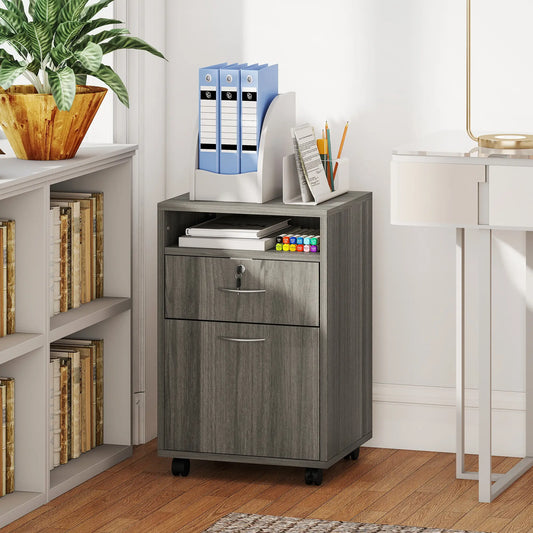 24" Filing Cabinet, Lockable Drawer, Wheels, Distressed Grey Office Cabinets & Cupboards Distressed Grey at Gallery Canada