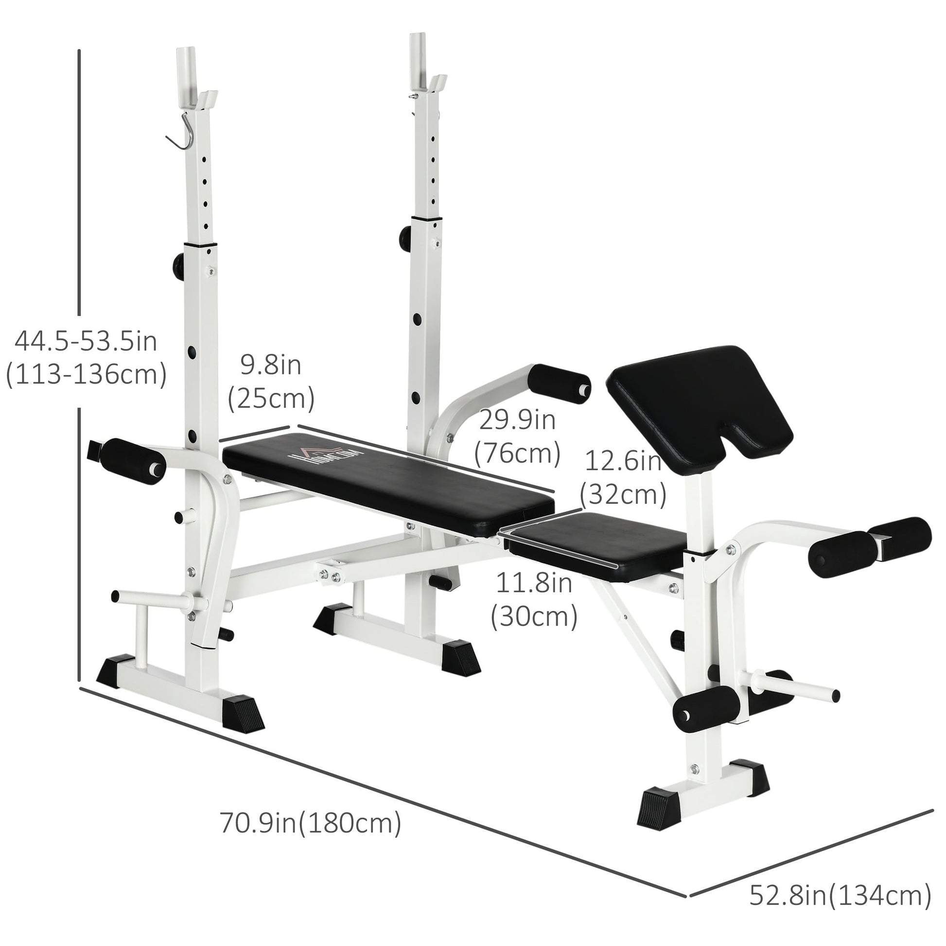 Bench Press Set Adjustable Weight Bench with Squat Rack, Preacher Curl Pad, Leg Developer, Butterfly, and Weight Storage at Gallery Canada