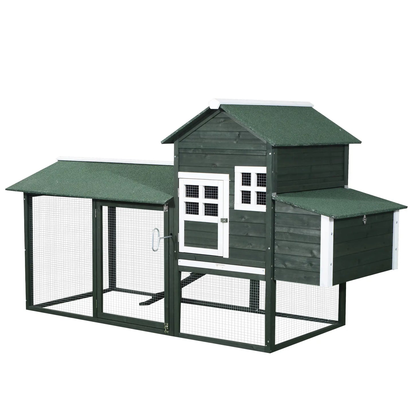 84" Wooden Chicken Coop, Rabbit Hutch, With Nesting Box, Green Chicken Coops at Gallery Canada