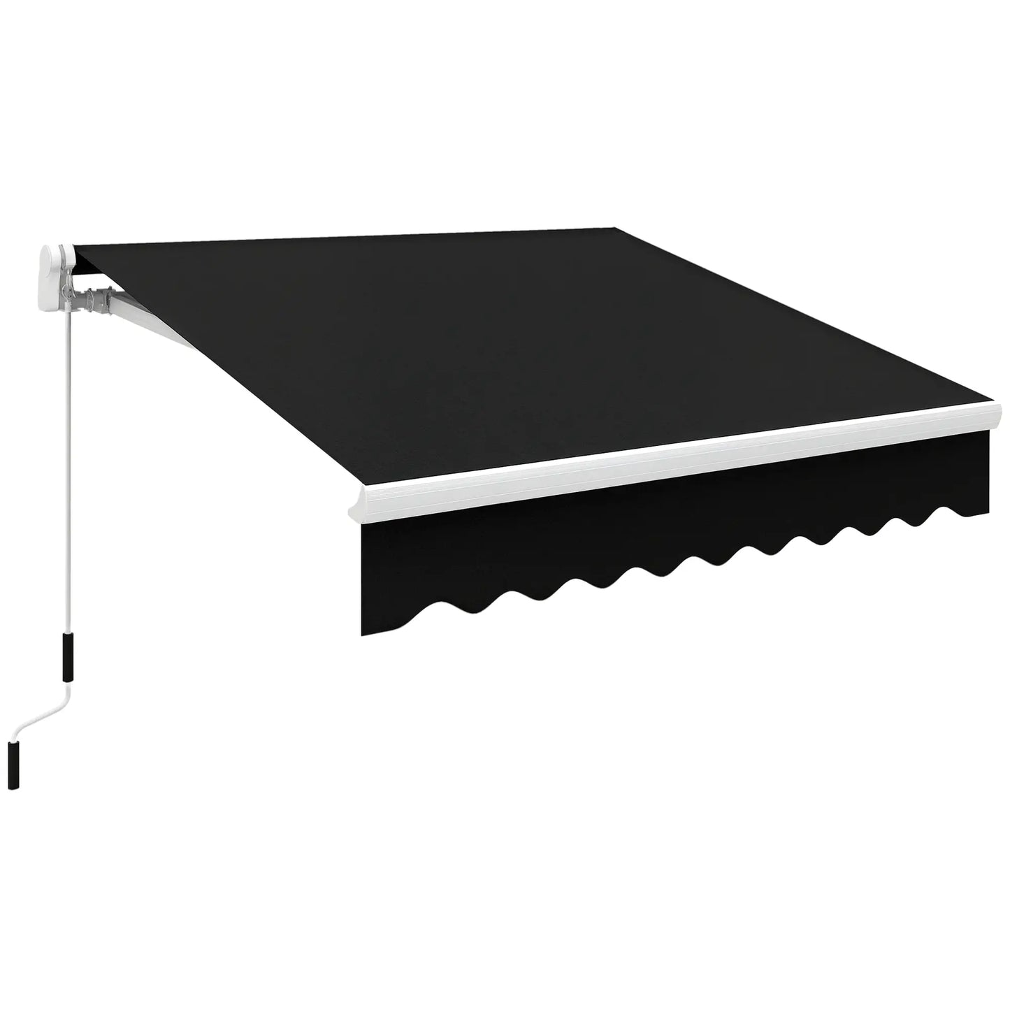 8'x7' Manual Retractable Patio Awning, Sun Shade, Black Door Awnings at Gallery Canada
