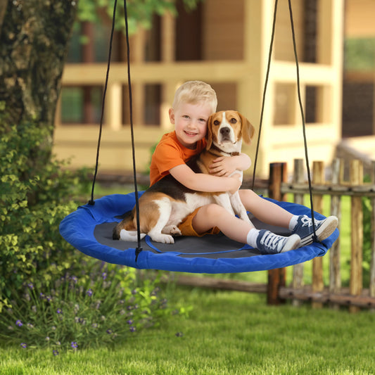 43.25" Saucer Swing, Adjustable Rope Seat, Indoor Outdoor, Blue Gym Sets & Swings Blue, Black at Gallery Canada