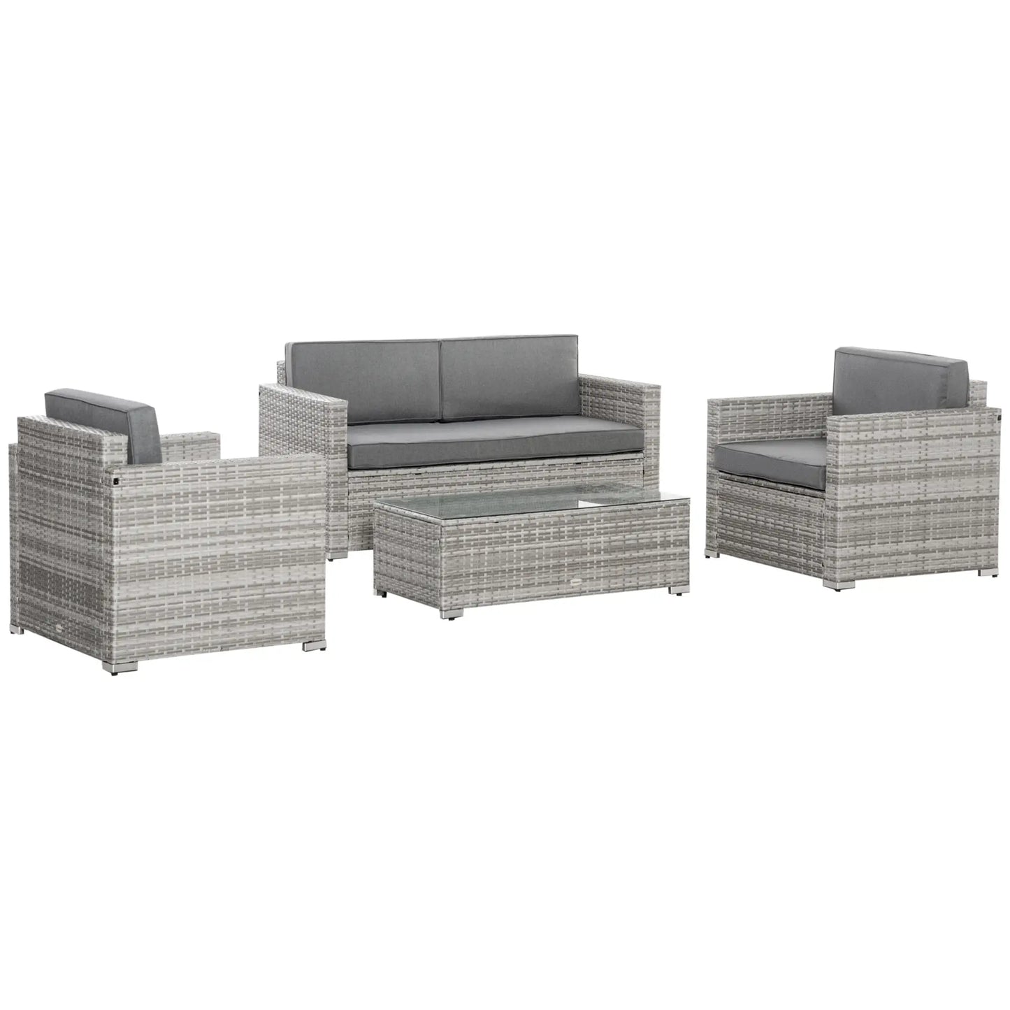 4 Pc Patio Wicker Sofa Set, Outdoor Rattan Furniture, Grey Patio Furniture Sets at Gallery Canada