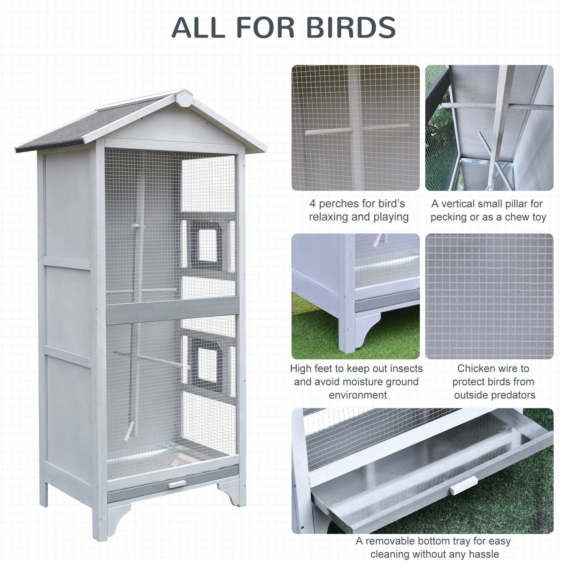 Wooden Outdoor Aviary Bird Cage removable Bottom tray 2 doors at Gallery Canada