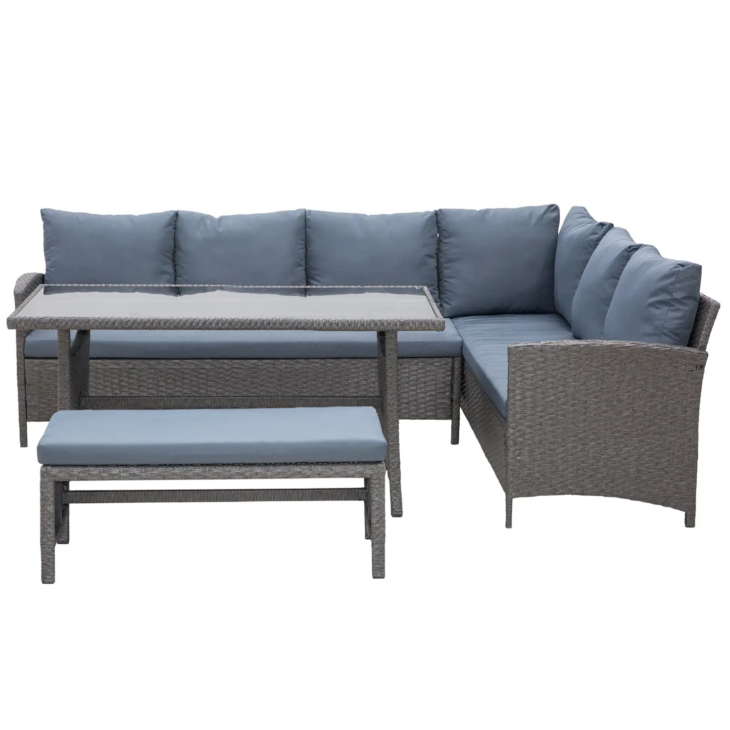 4 Piece Outdoor Rattan Dining Table, Bench, Patio Furniture Patio Furniture Sets at Gallery Canada