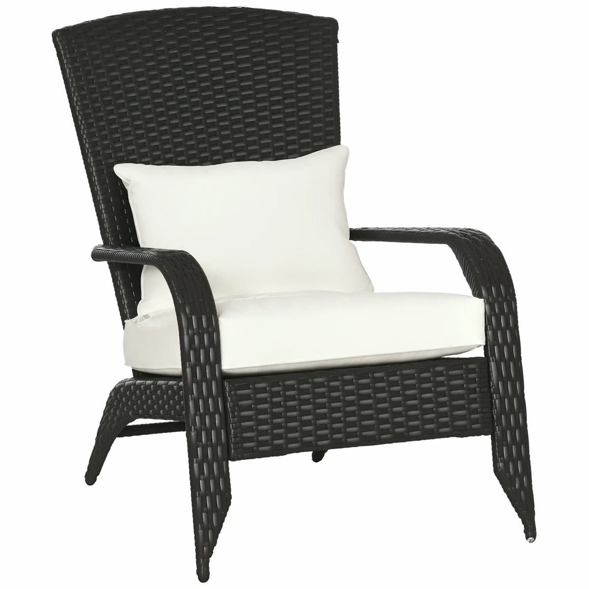 Outdoor Wicker Adirondack Chair with Cushions, Cream Patio Chairs at Gallery Canada