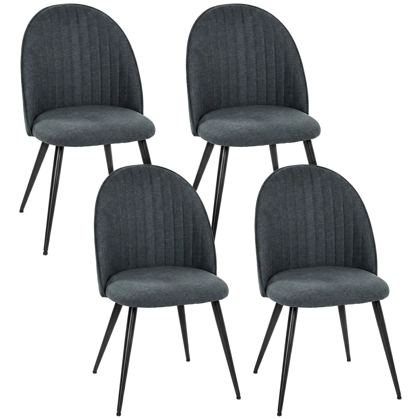 Modern Dining Chairs Set of 4, Velvet Upholstered, Steel Legs, Dark Grey Dining Chairs at Gallery Canada