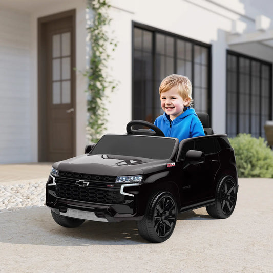 Chevrolet Tahoe Kids Ride on Car, 12V 7AH, Remote Control, 3 Speeds, Black Electric Toy Cars Black at Gallery Canada