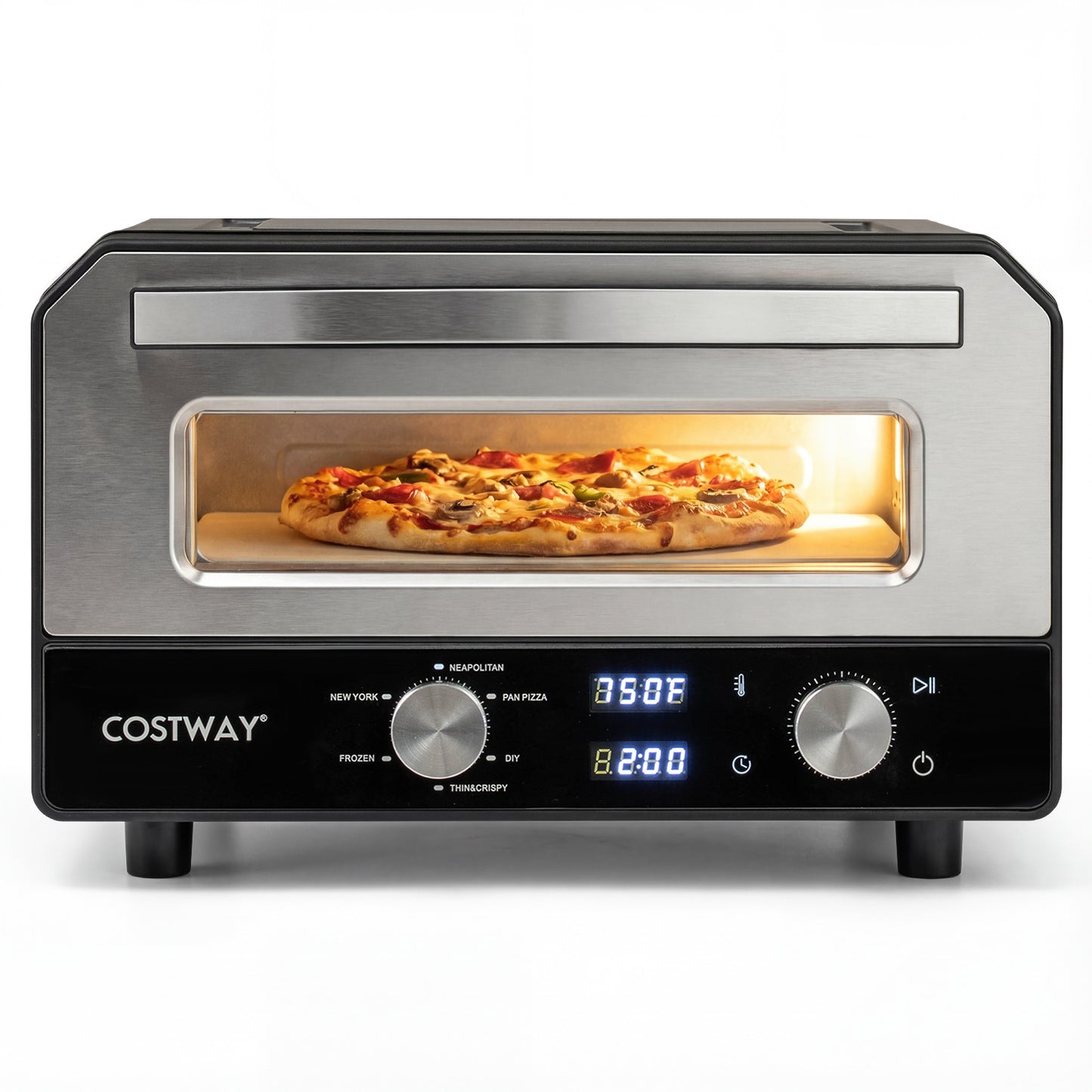 Indoor Electric Pizza Oven Countertop Pizza Oven for 12 Inch Pizzas, Black