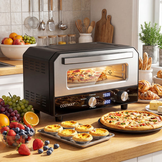 Indoor Electric Pizza Oven Countertop Pizza Oven for 12 Inch Pizzas, Black Toaster Ovens Black at Gallery Canada