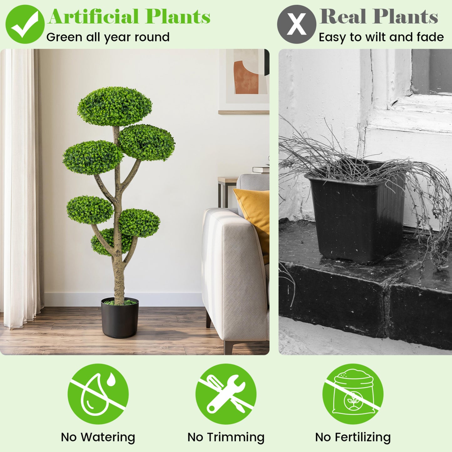 Indoor Outdoor 6 Balls Topiary Tree with Realistic Trunk and Weighted Cement-Filled Base Faux Plants at Gallery Canada