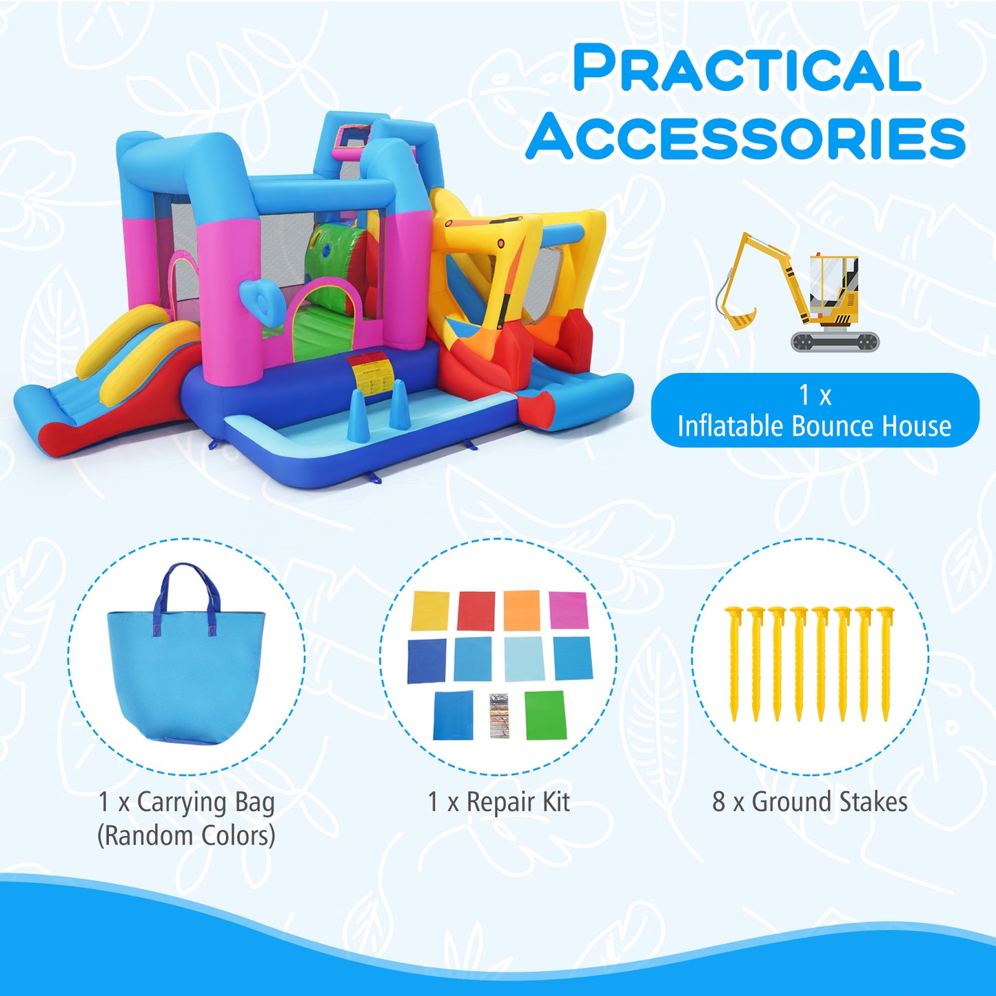 Inflatable Bounce House, 8-in-1 Excavator Kids Bouncer Inflatable Water Slides at Gallery Canada