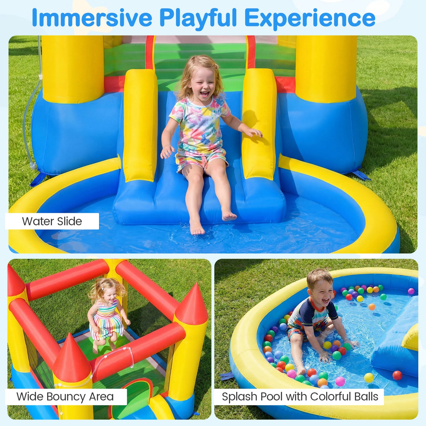 Inflatable Bounce House With Water Slide, 370W Blower, Multicolor Bounce House at Gallery Canada