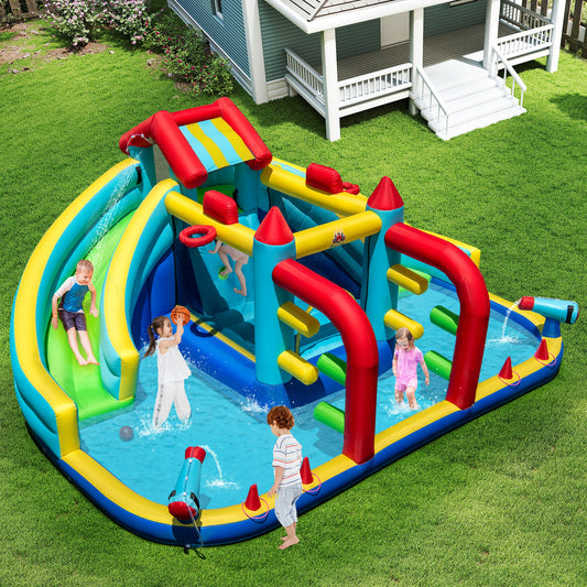 Inflatable Double Water Slide Park With Obstacle Course, 680W-750W Blower Inflatable Water Slides Options at Gallery Canada