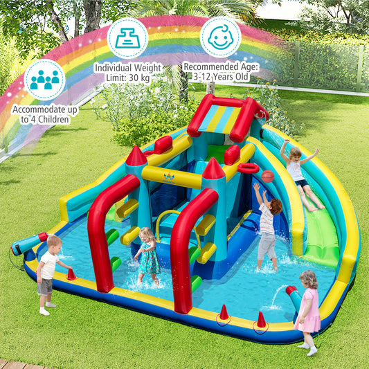 Inflatable Double Water Slide Park With Obstacle Course, 735W Blower Inflatable Water Slides Options at Gallery Canada