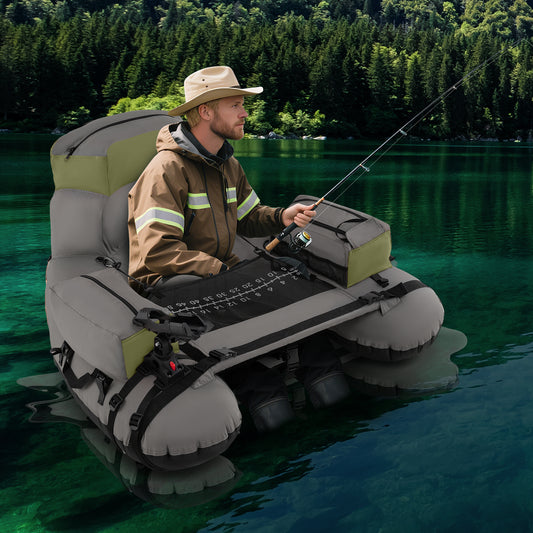 Inflatable Fishing Float Tube, With Shoulder Straps And Storage, Green Water Sports Green at Gallery Canada