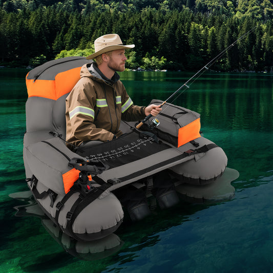 Inflatable Fishing Float Tube With Shoulder Straps, Storage, Orange Water Sports Orange at Gallery Canada