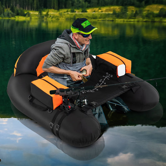 Inflatable Float Tube with Adjustable Fishing Rod Holder and Fish Hook Stator, Orange Water Sports Orange at Gallery Canada