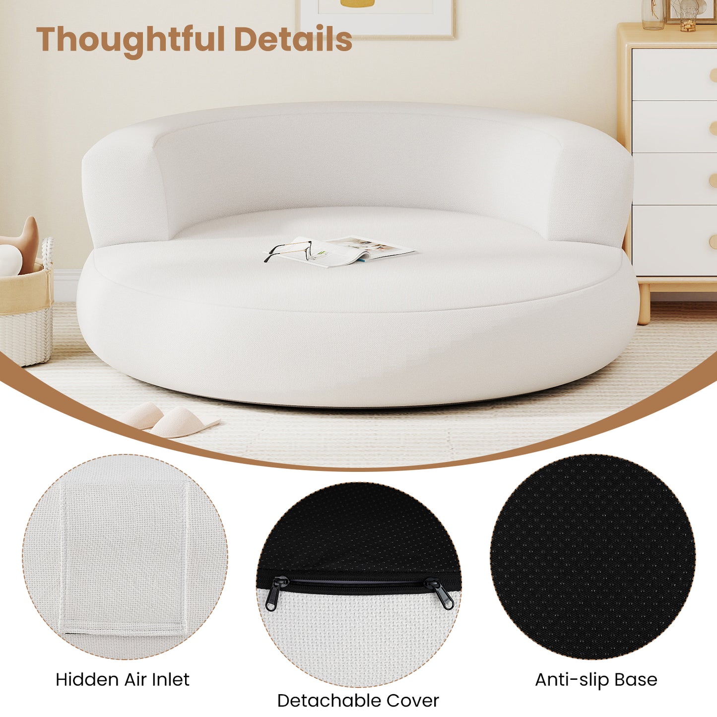 Inflatable Lounger Air Sofa with Detachable Cover, White Sofas & Loveseats at Gallery Canada