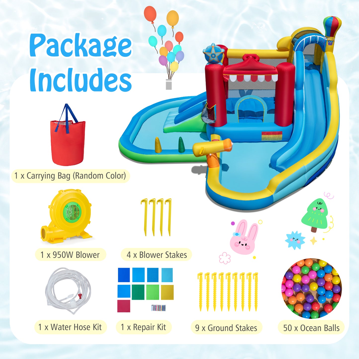 Inflatable Water Slide, Wet Dry Combo Bounce House, Multicolor Inflatable Water Slides at Gallery Canada