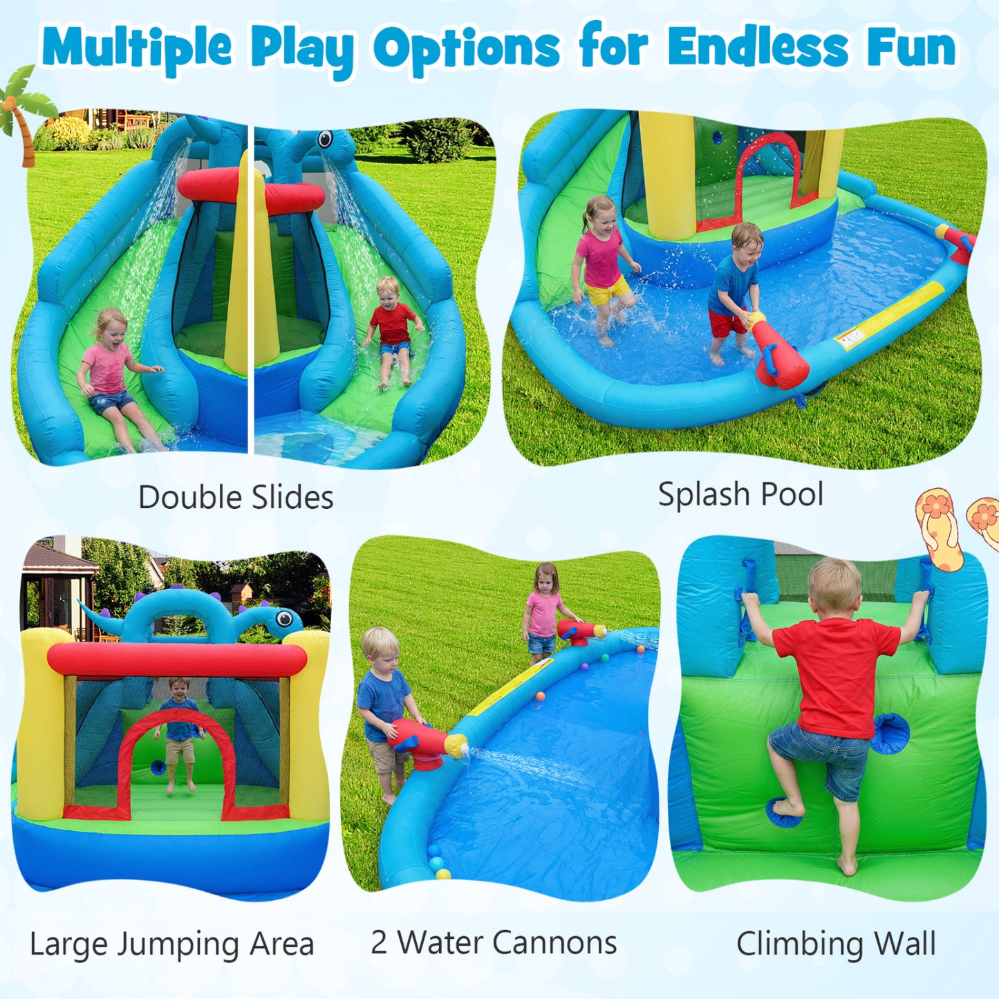 Inflatable Dinosaur Water Slide Bounce House, Double Slides Inflatable Water Slides at Gallery Canada