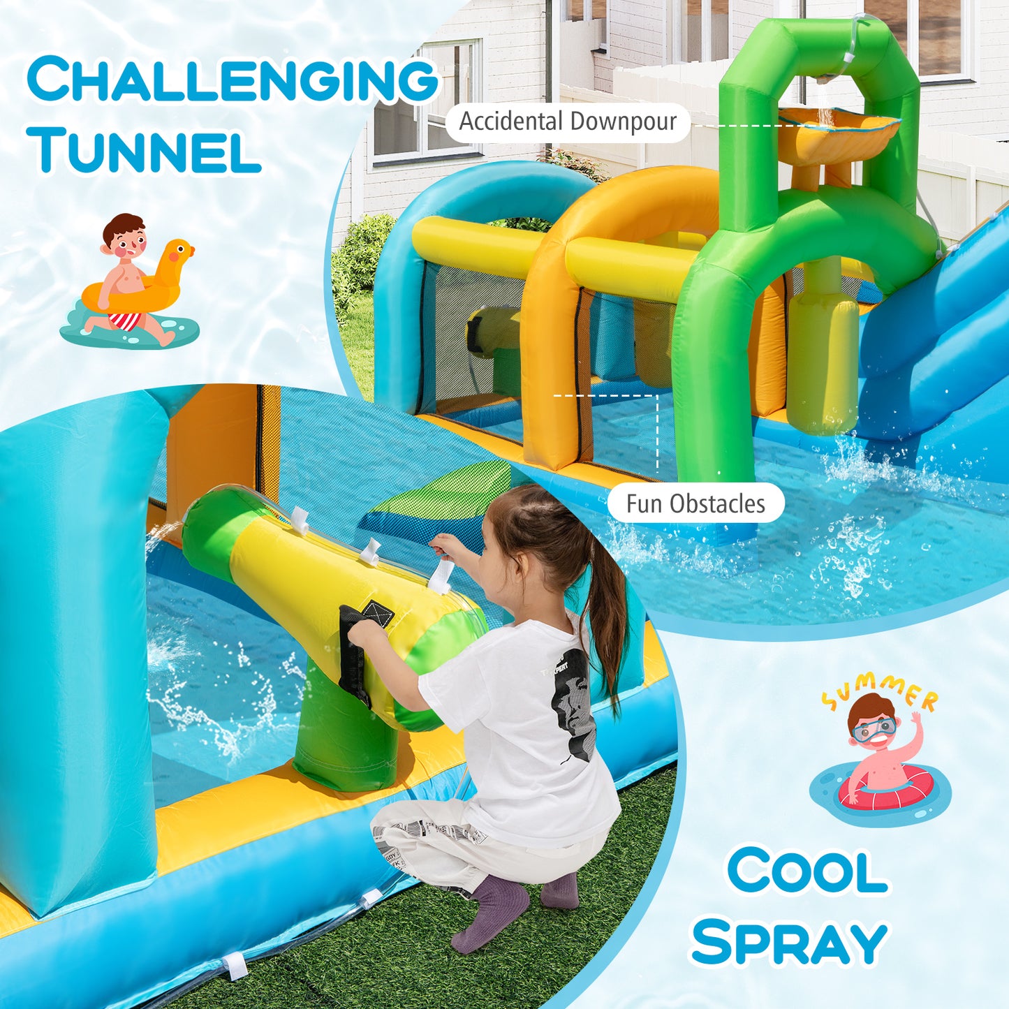 Inflatable Water Slide, Tropical Theme, Dual Slide, 735W Blower Inflatable Water Slides at Gallery Canada