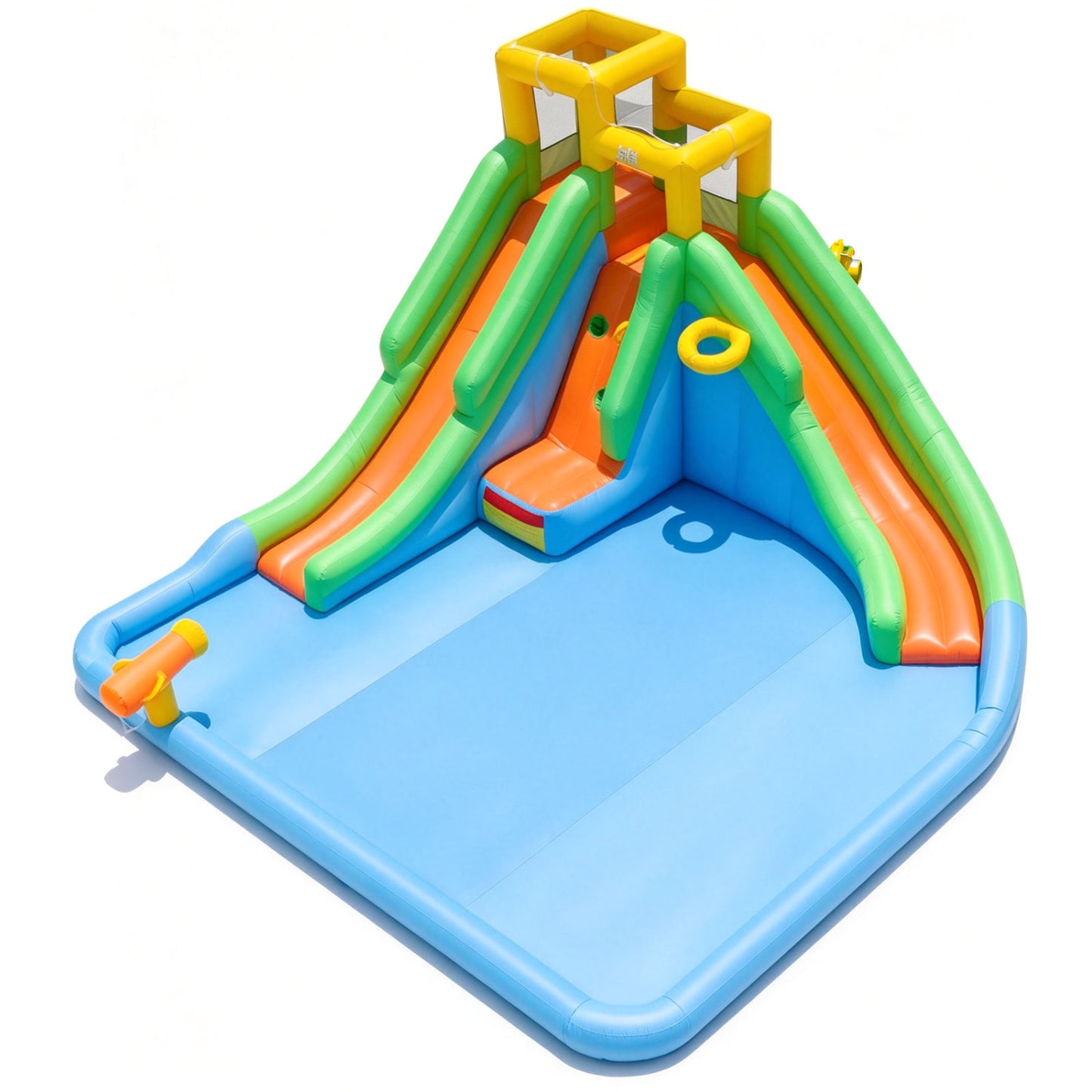 Inflatable Water Slide, Double Slides, Splash Pool, Basketball Hoop Bounce House Multi-Color at Gallery Canada