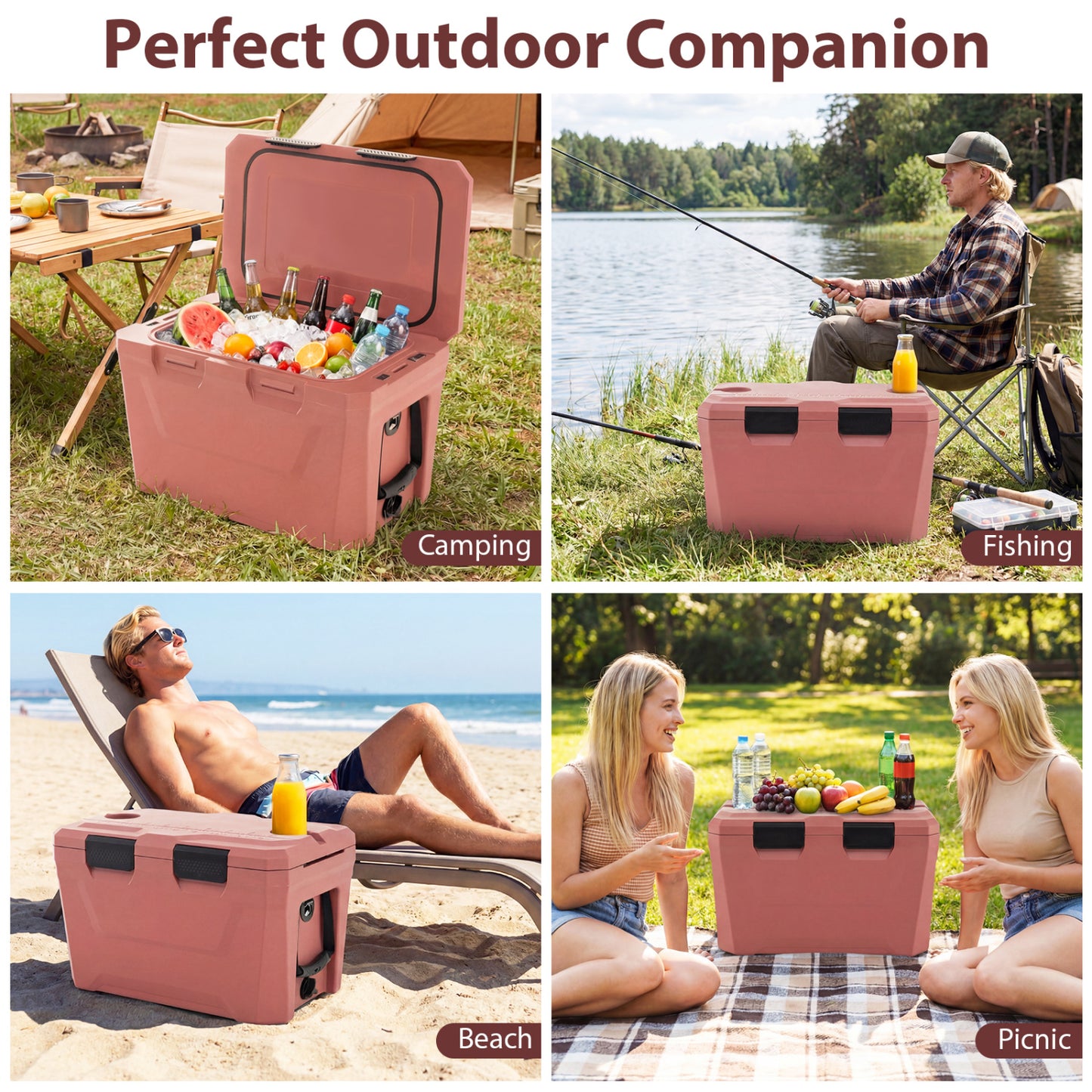 Insulated Portable Cooler Hard Shell Ice Chest, Pink Coolers at Gallery Canada