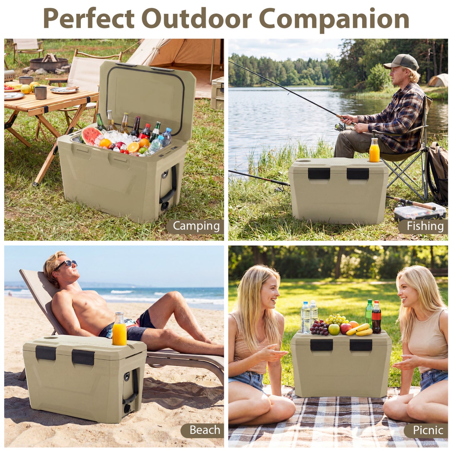 Insulated Hard Cooler, 2 Cup Holders, Sand Coffee Coolers at Gallery Canada