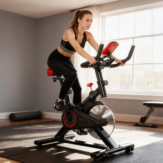 Upright Exercise Bike, Magnetic Resistance, LCD Display, Adjustable Exercise & Stationary Bikes Black at Gallery Canada