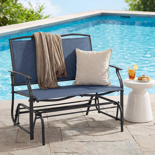 Iron Patio Rocking Chair, Outdoor Backyard Lawn, Navy Patio Rocking Chairs & Gliders Navy at Gallery Canada